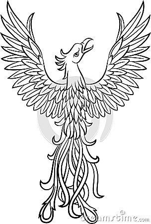 Phoenix tattoo isolated on white background Vector Illustration