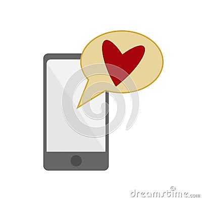 Illustration of a phone with a message of love Vector Illustration