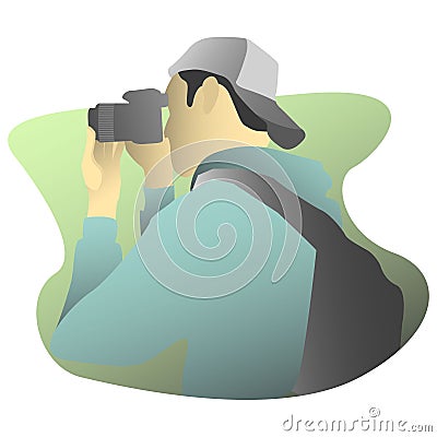 Illustration of photographer who take a great photo. Vector Illustration