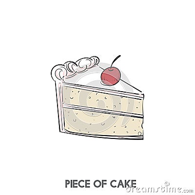 Illustration of a piece of cake idiom Stock Photo