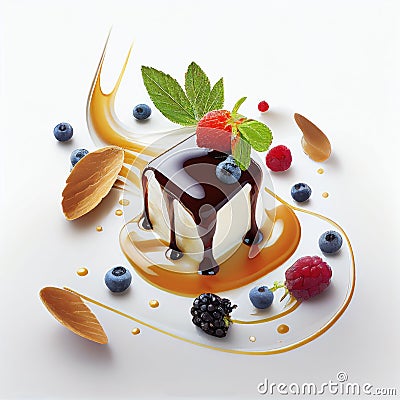 Illustration piece of cake sweet dessert on white background Created with Generative AI technology Stock Photo