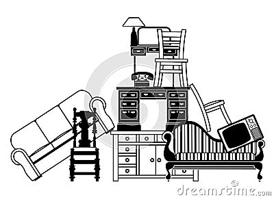 Pile of furniture Vector Illustration