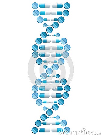 DNA spiral, formed by pills Vector Illustration