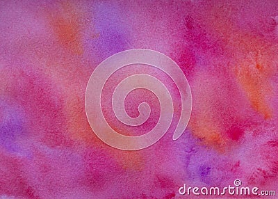 Illustration of pink, coral, magenta watercolor stains Stock Photo