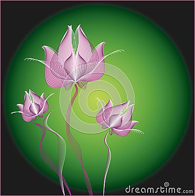 Illustration of Pink Spring Flowers Cartoon Illustration