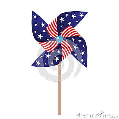 illustration of pinwheel with american symbolics Cartoon Illustration