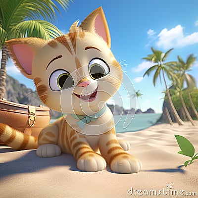 Illustration Pixar of a CAT exploring. Stock Photo