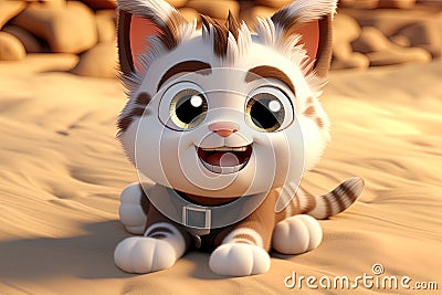 Illustration Pixar of a CAT exploring. Stock Photo