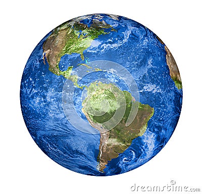 Planet Earth 3D Render, Isolated On White Stock Photo