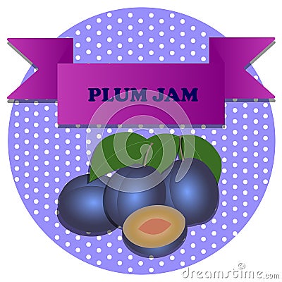 Illustration of plum jam stickers Vector Illustration