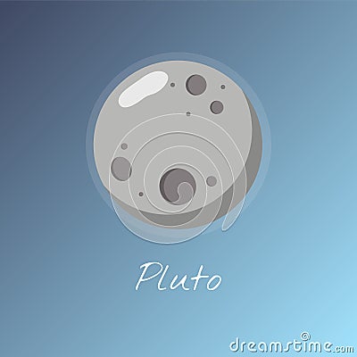 Illustration of pluto planet on gradient blue background Stock Photo