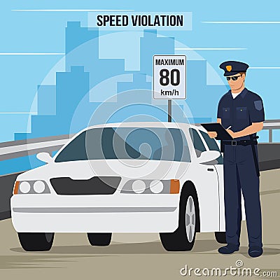 High Speed Traffic Violation Illustration Vector Illustration