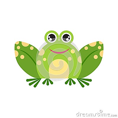 Illustration of smiling frog. Cute joyful frog face Vector Illustration