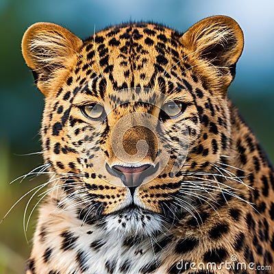 Portrait of a leopard (Panthera pardus) Cartoon Illustration