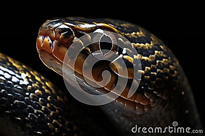 Portrait of a royal python (Reticulated boa) Cartoon Illustration