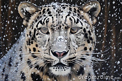 Portrait of a snow leopard (Panthera pardus) Cartoon Illustration