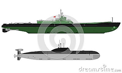 Sophisticated combat submarine Vector Illustration