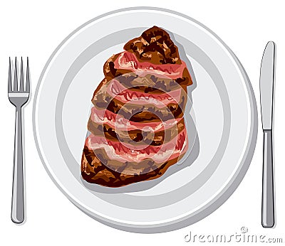 Prepared beef steak Vector Illustration