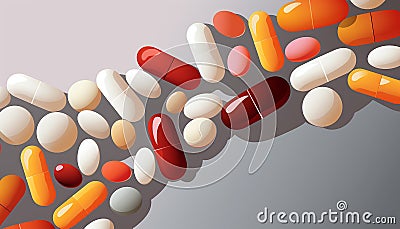 Illustration of Prescription Medication Tablets Vector Style Stock Photo