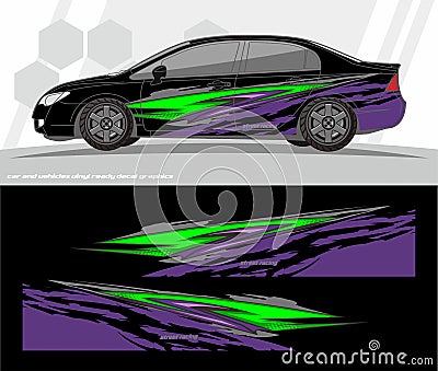 Car and vehicles wrap decal Graphics Kit designs. ready to print and cut for vinyl stickers. Vector Illustration