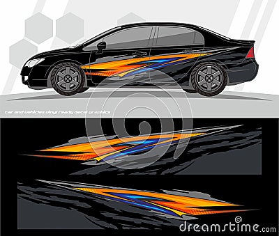 Car and vehicles wrap decal Graphics Kit designs. ready to print and cut for vinyl stickers. Vector Illustration