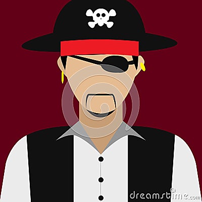 Illustration profile icon, avatar pirate captain, male Stock Photo