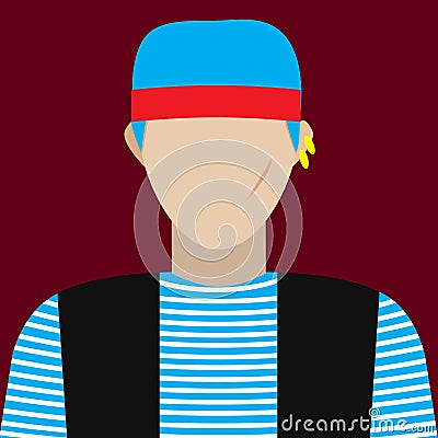 Illustration profile icon, avatar pirate crew, male Stock Photo