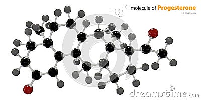 Illustration of Progesterone Molecule isolated white background Stock Photo