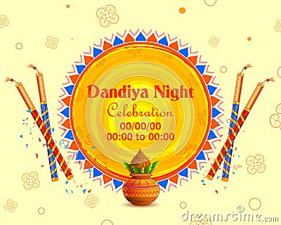 Promotional banner for Dandiya in disco Garba Night poster for Navratri Dussehra festival of India Vector Illustration