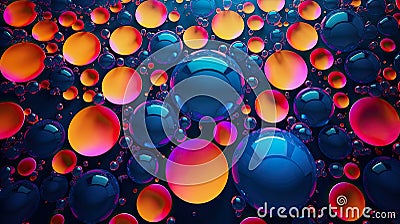 illustration of a psychedelic color bubble background in orange and blue Cartoon Illustration