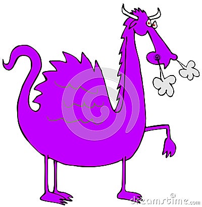 Purple dragon with smoke Stock Photo