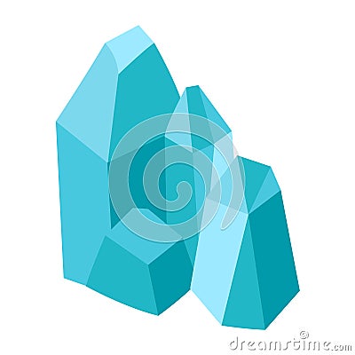 illustration of quartz crystal white on background Vector Illustration