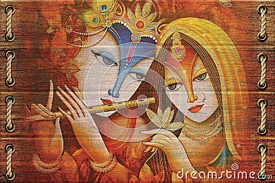 Illustration of Radha krishna colorful beautiful rendering wallpaper unique background illustration. Cartoon Illustration