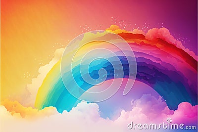 Rainbow gradient watercolor style illustra, abstract, colors Cartoon Illustration