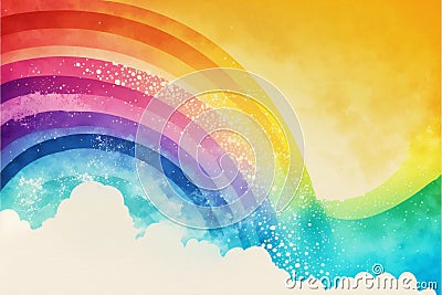 Rainbow gradient watercolor style illustra, abstract, colors Cartoon Illustration