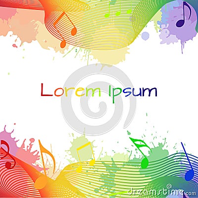 Illustration with rainbow musical notes Vector Illustration