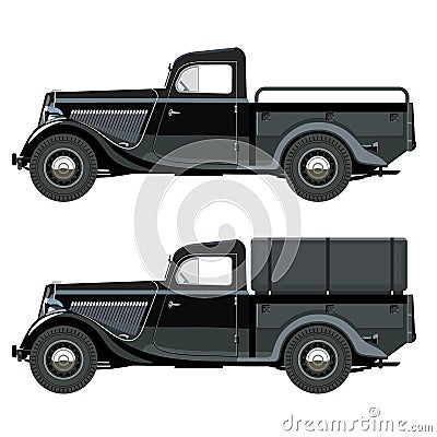 Illustration realistic retro pickup, truck, retro car on white background Stock Photo