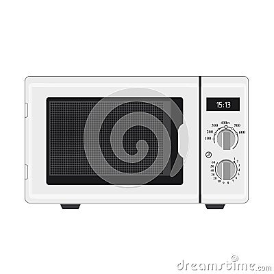 Illustration realistic white microwave on white background Stock Photo