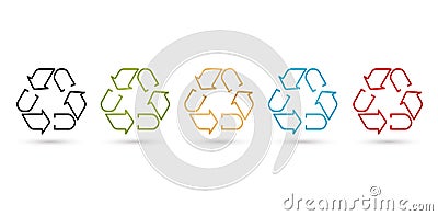 illustration of a recycle outline set Circular arrows Vector Illustration