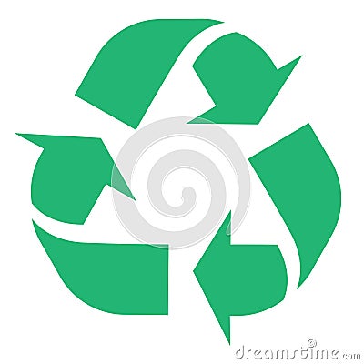 Illustration of recycle and zero waste symbol with green arrows in form of triangle isolated on white background. Eco Vector Illustration