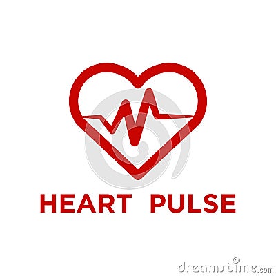 Illustration of red heart pulse logo template Vector Illustration