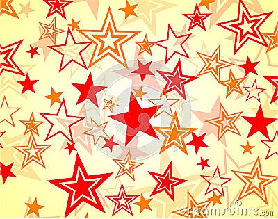 Red and orange stars background Vector Illustration