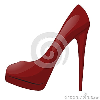 Illustration of red shoe with high heel. Isolated on white background. Vector illustration Stock Photo