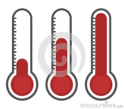 Illustration of red thermometers with different levels Vector Illustration