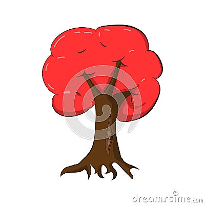 Illustration of a red tree in autumn Vector Illustration