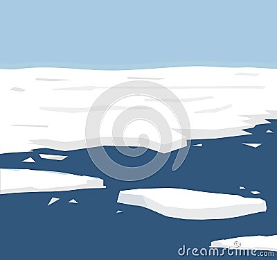 The illustration of reflects the current environmental problems of the polar ice melt, ice is constantly melting background, solve Cartoon Illustration