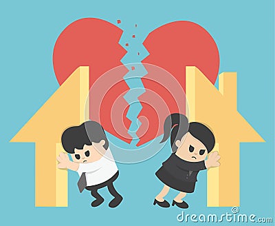 Illustration Relationship Divorce,division of property Vector Illustration