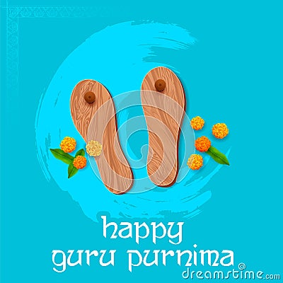 Religious holiday background for Happy Guru Purnima festival celebrated in India Vector Illustration