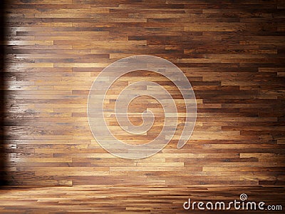 Illustration render natural interior with wood wall panels Stock Photo