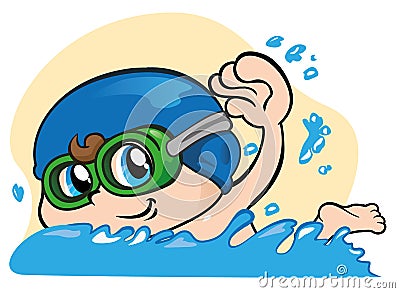 Illustration representing Child playing sports, swimming Vector Illustration